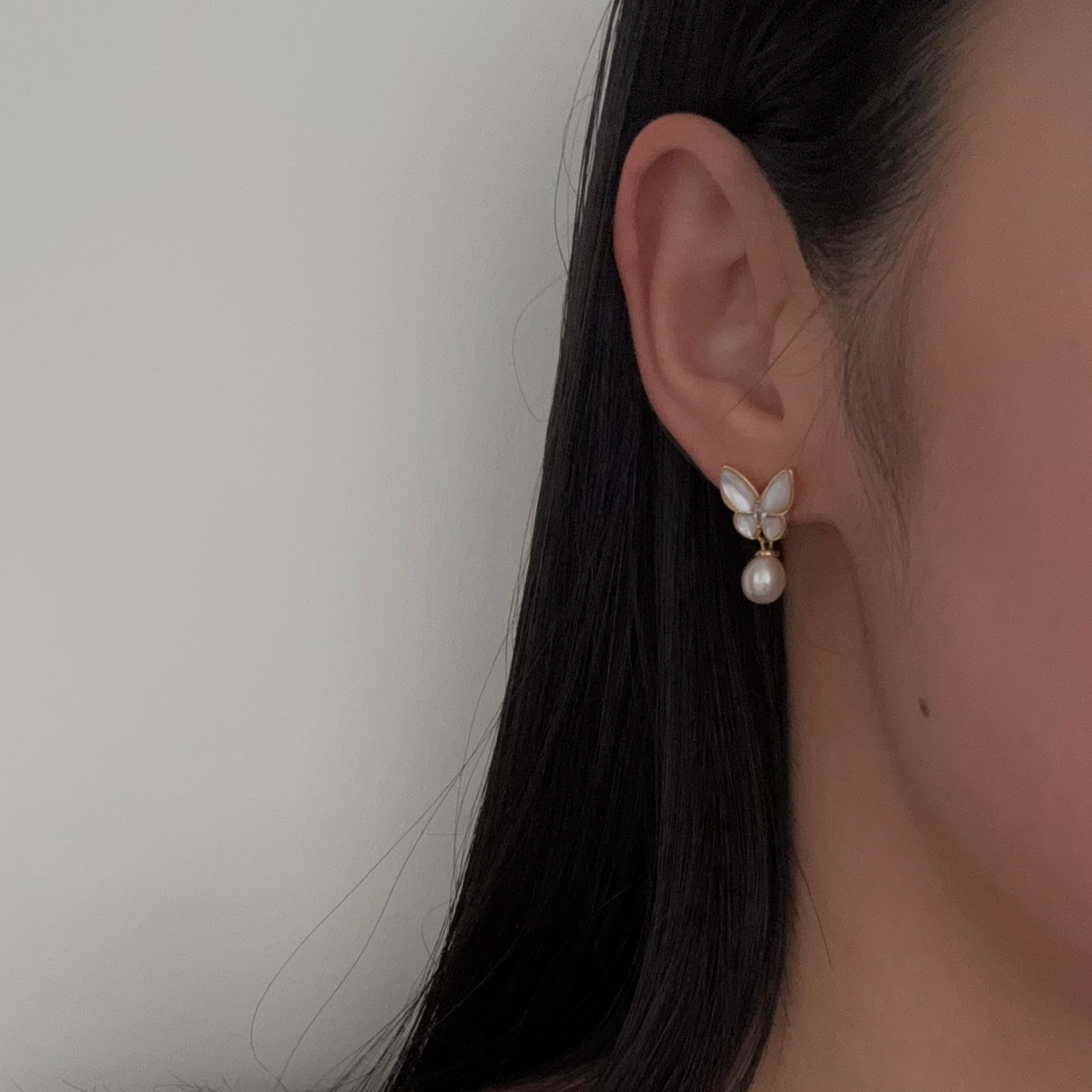 Butterfly Grace Pearl drop earrings