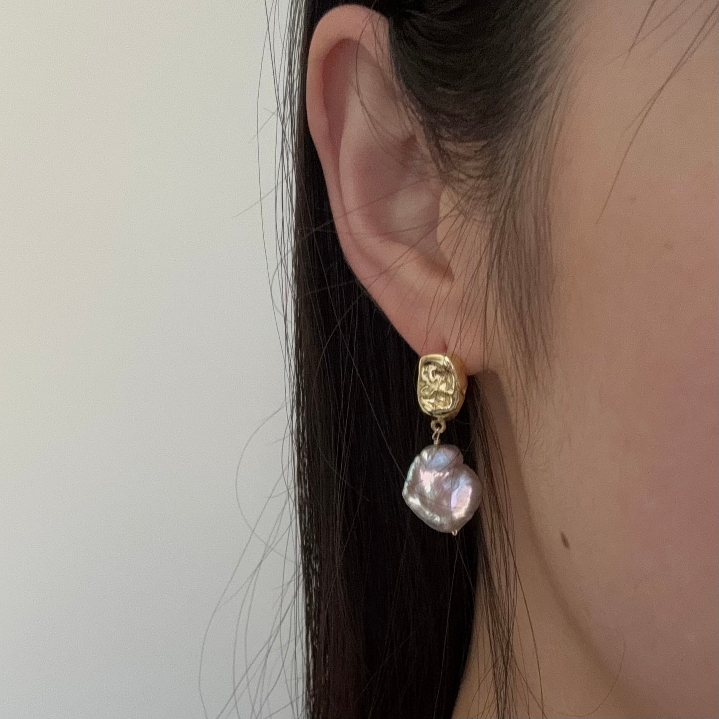 Purple Keshi Pearl Dangle earrings