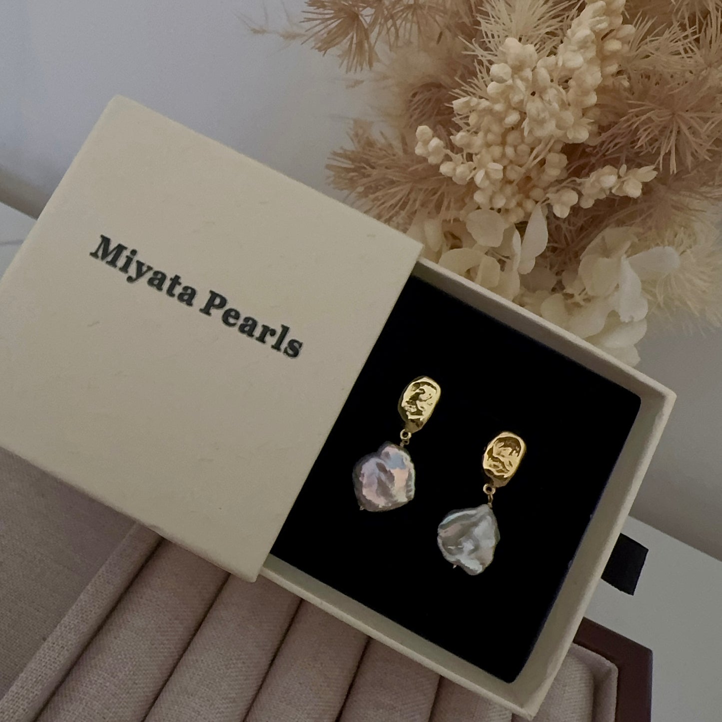 Purple Keshi Pearl Dangle earrings