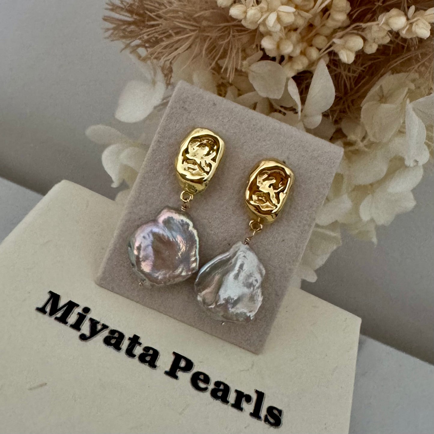 Purple Keshi Pearl Dangle earrings