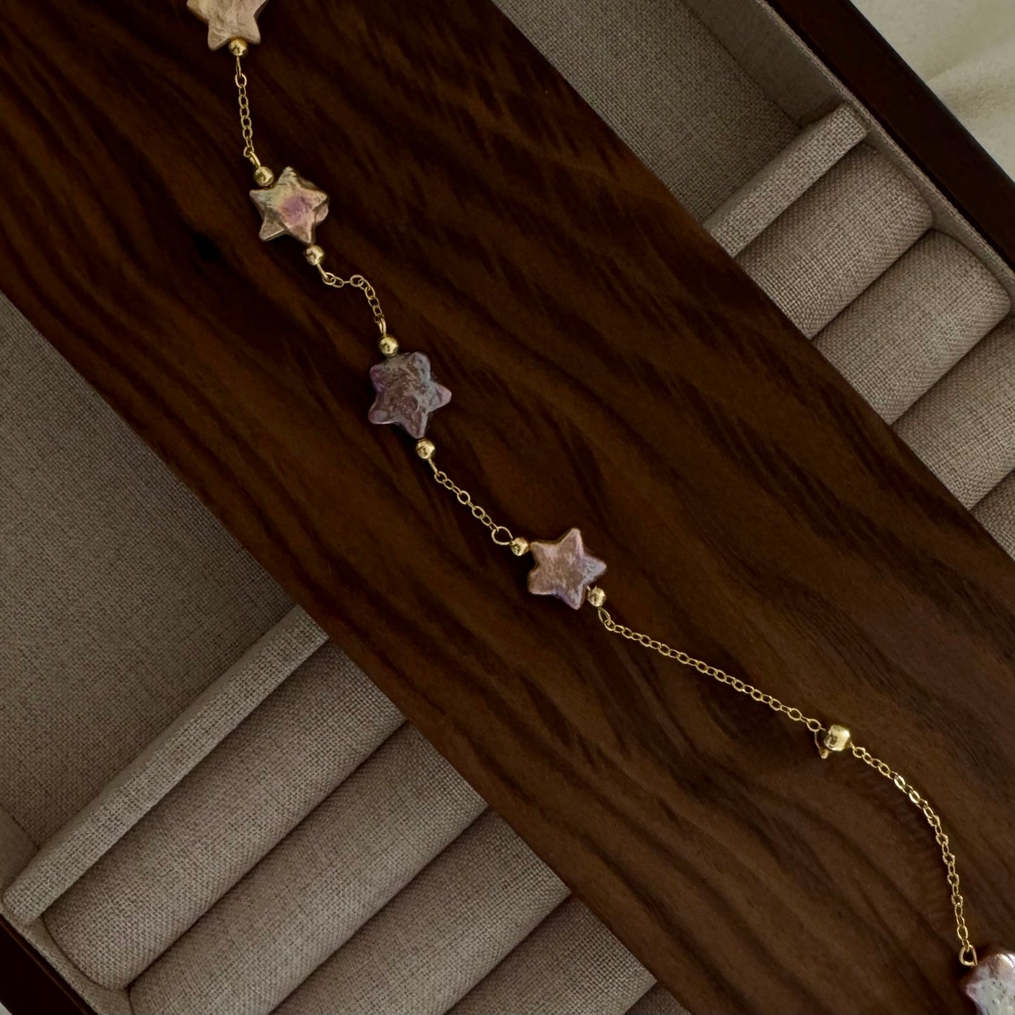 Genuine Baroque Freshwater Pearl Bracelet, purple stars pearls