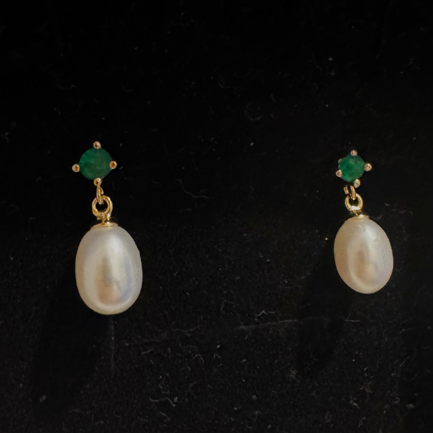 Green CZ Freshwater Pearl Dangle Earring