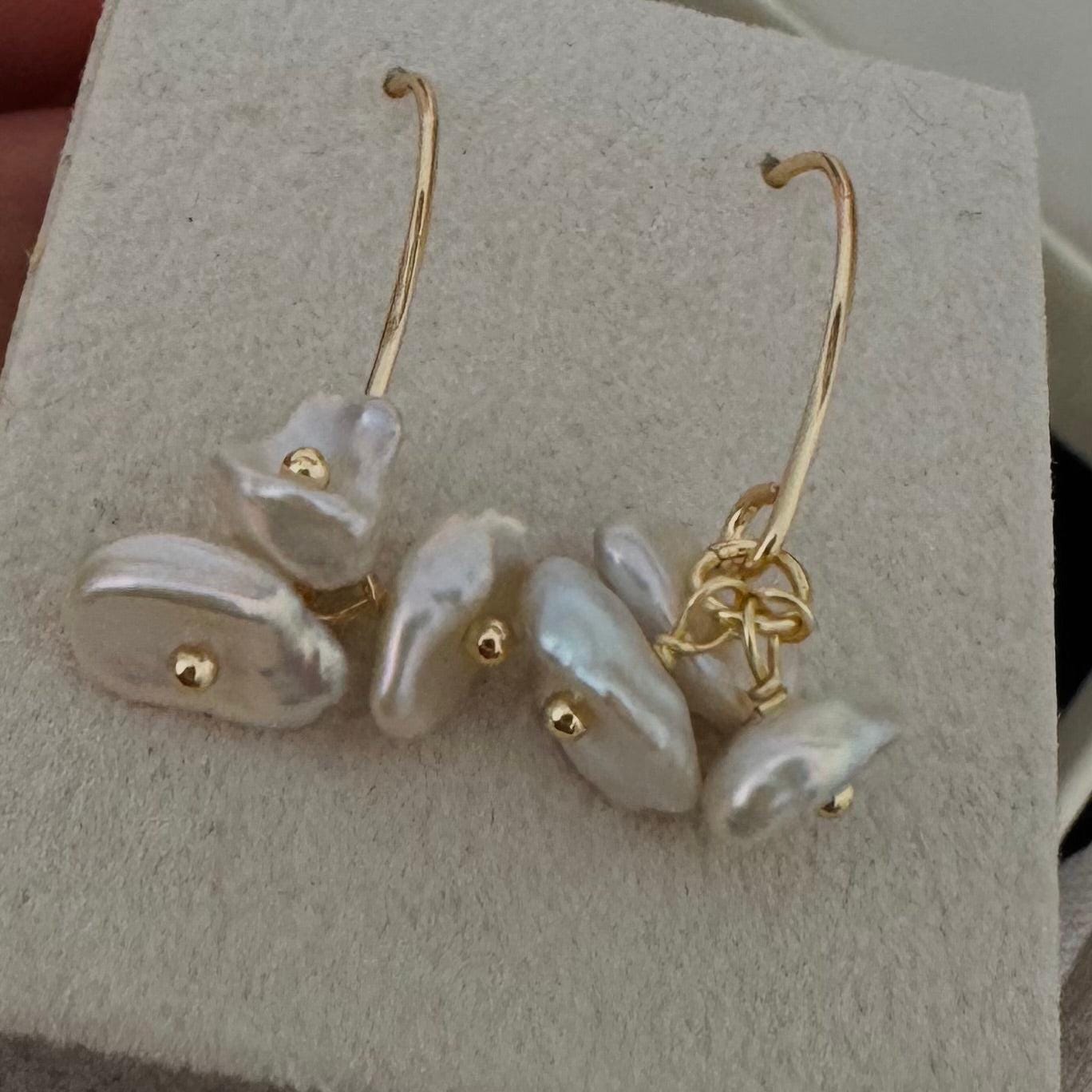 Keshi flower drop earrings