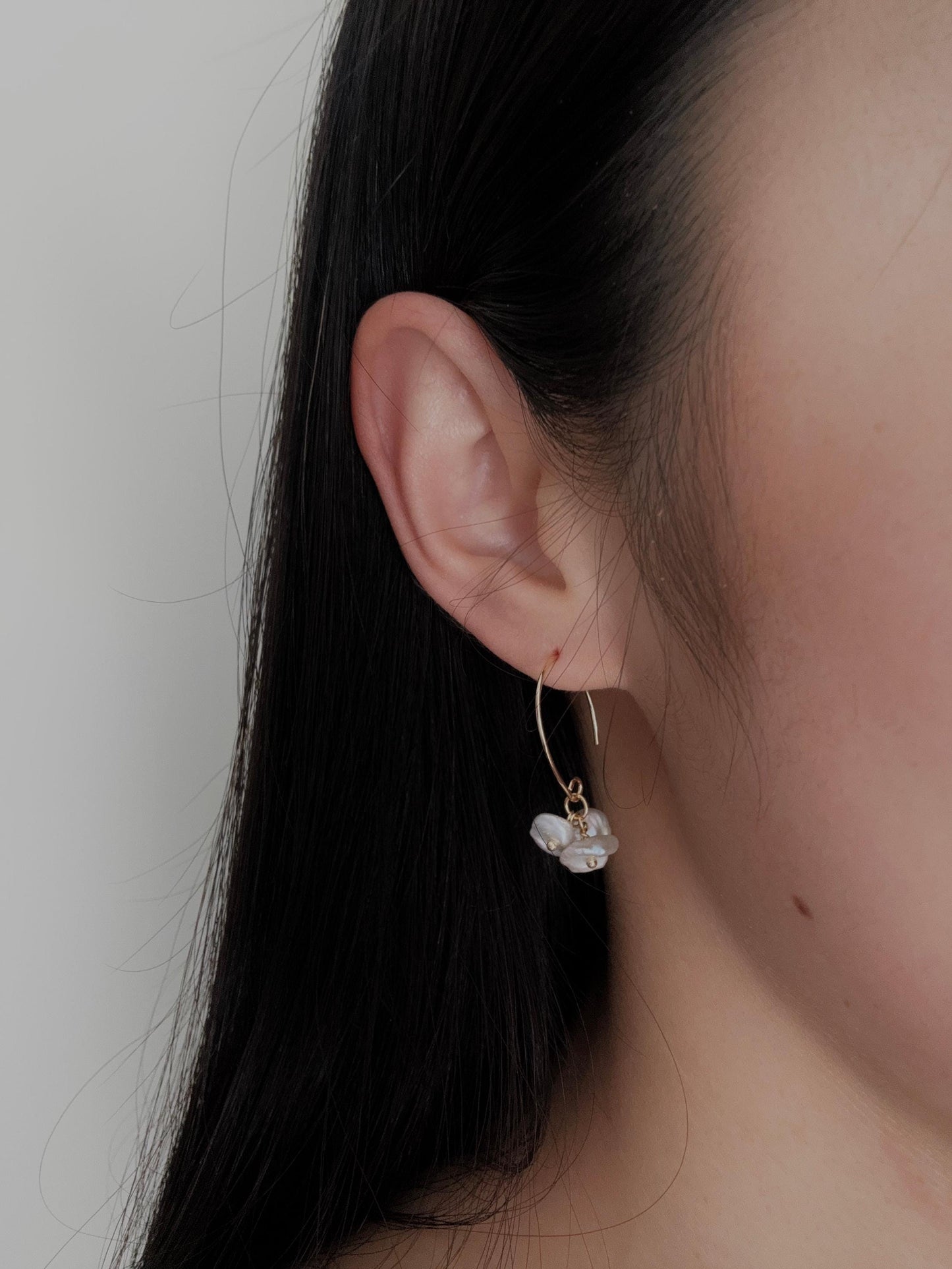 Keshi flower drop earrings