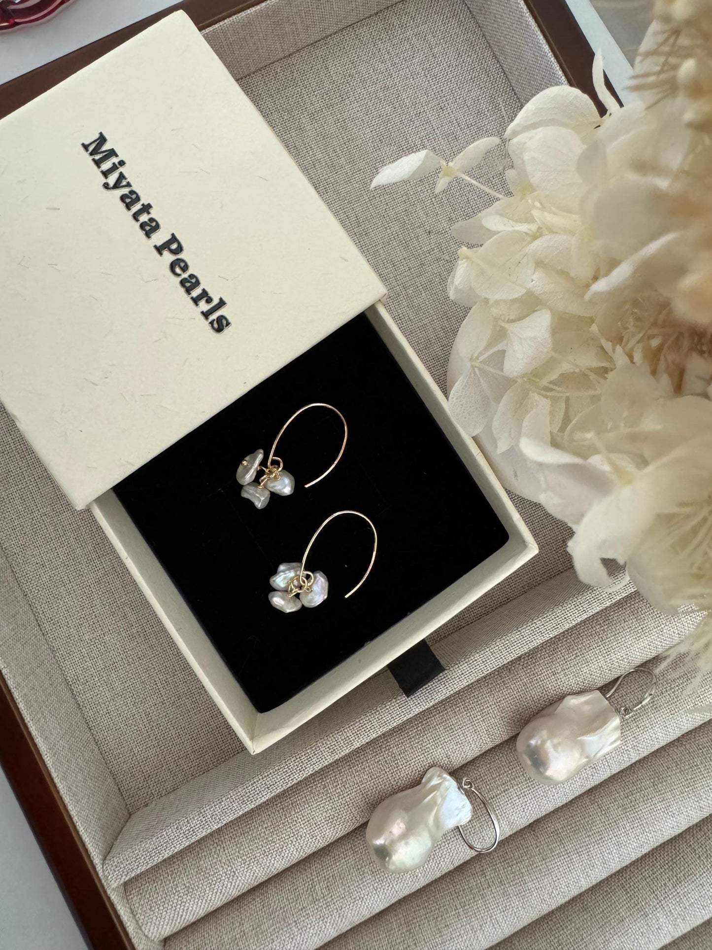 Keshi flower drop earrings
