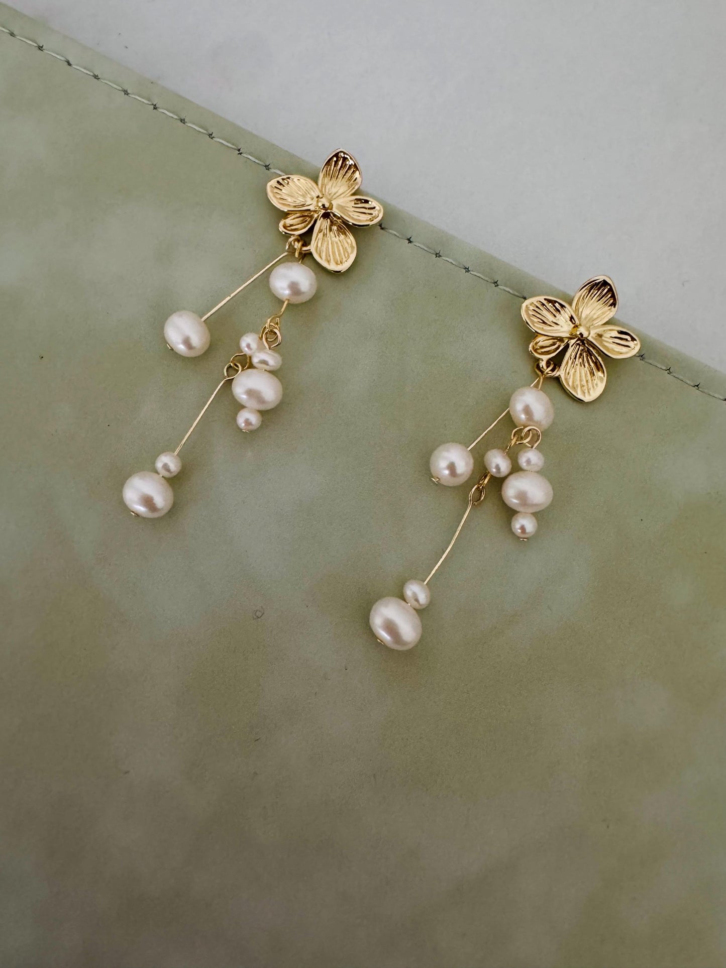 Barqoue Freshwater Pearl Drop Earrings gold, gift for her, handmade baroque pearl jewellery, statement earrings
