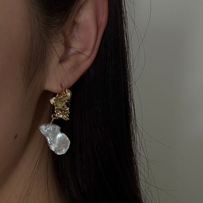 Baroque Keshi Pearl Drop Earrings – Gold Dangle Jewelry