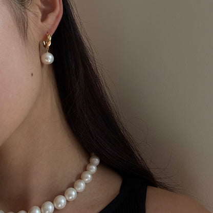 Aurora Large Pearls Hoop Earrings 14k gold filled