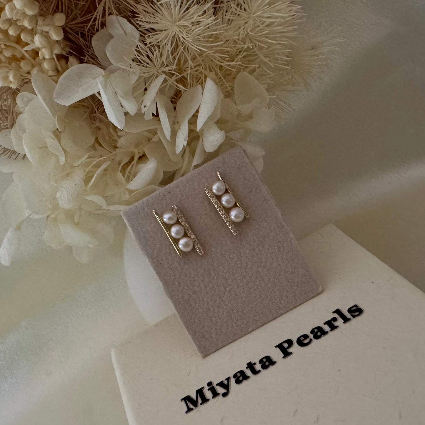 Triple tiny freshwater pearl earrings