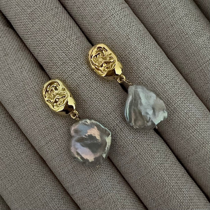 Purple Keshi Pearl Dangle earrings
