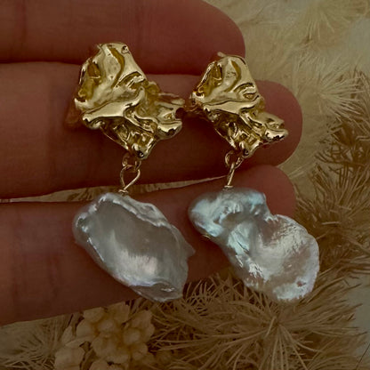Baroque Keshi Pearl Drop Earrings – Gold Dangle Jewelry