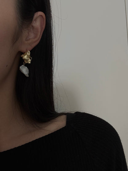 Baroque Keshi Pearl Drop Earrings – Gold Dangle Jewelry