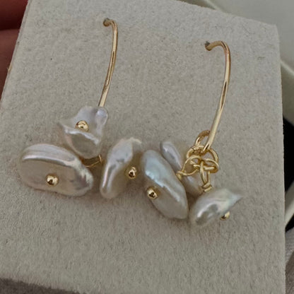 Keshi flower drop earrings