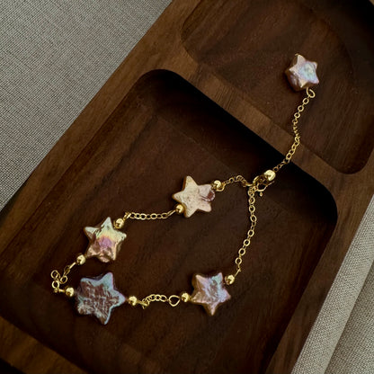 Genuine Baroque Freshwater Pearl Bracelet, purple stars pearls