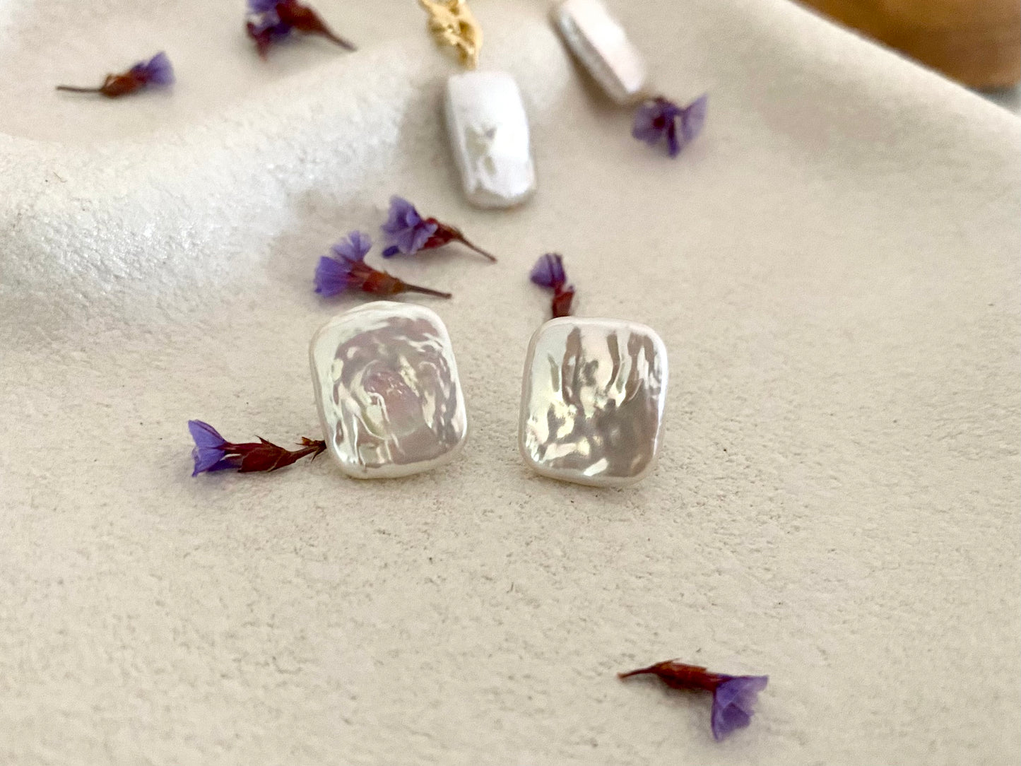 Rectangle Baroque Studs Earring
