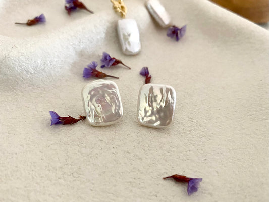Rectangle Baroque Studs Earring