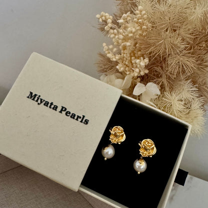 Vintage Floral Natural Pearl Dangle Earrings