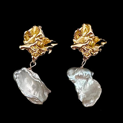 Baroque Keshi Pearl Drop Earrings – Gold Dangle Jewelry