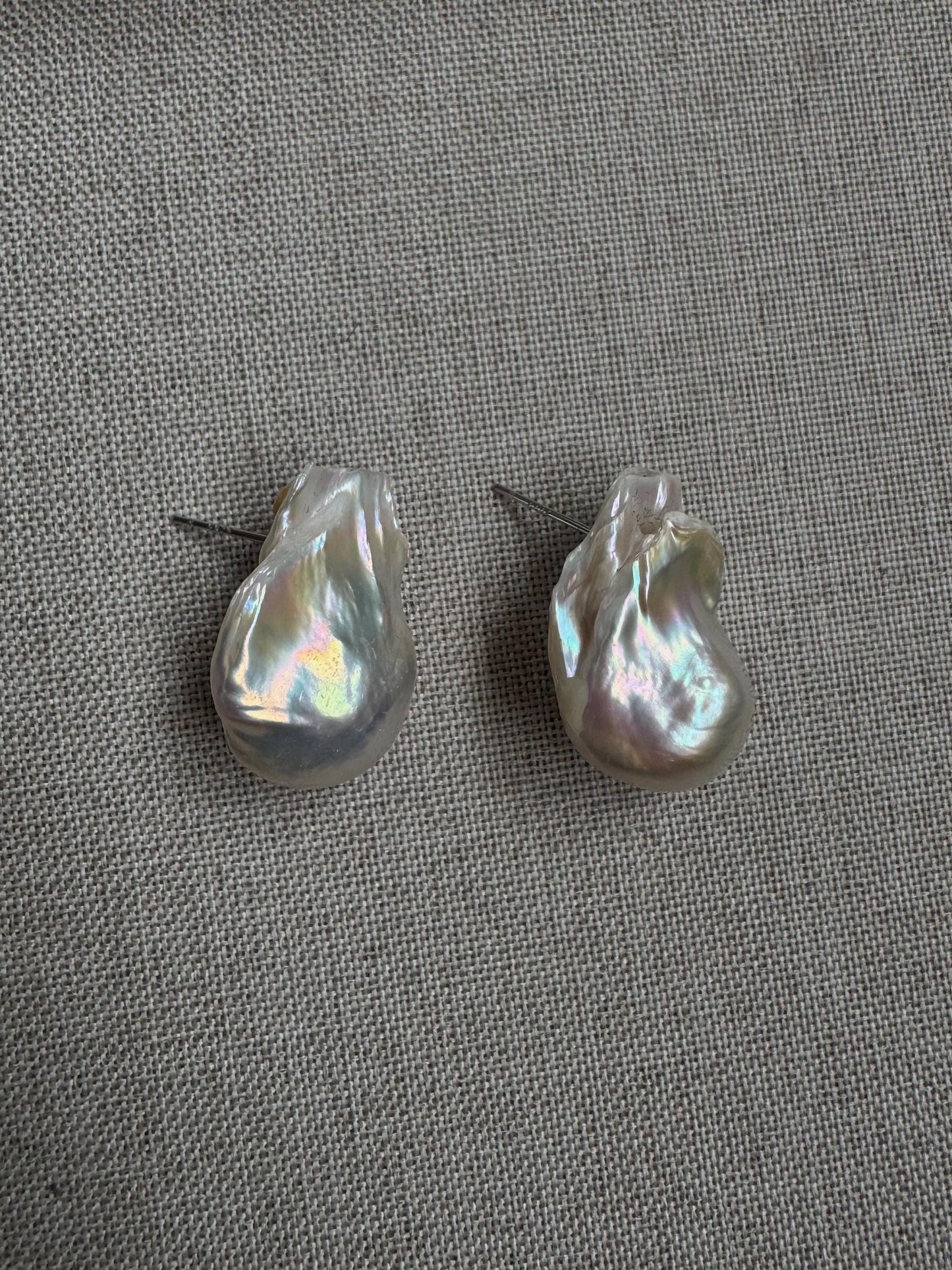 Large Baroque Pearl Drop Earrings, Baroque freshwater pearls, gold plated sterling silver metal, gift for women, bridal and wedding gifts