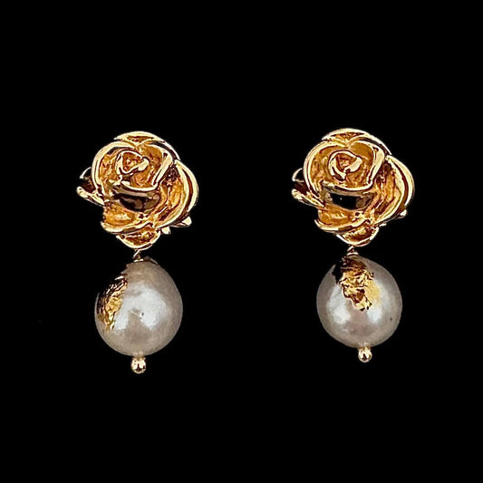 Floral Pearl dangle earrings