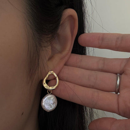 Coin baroque dangle earrings