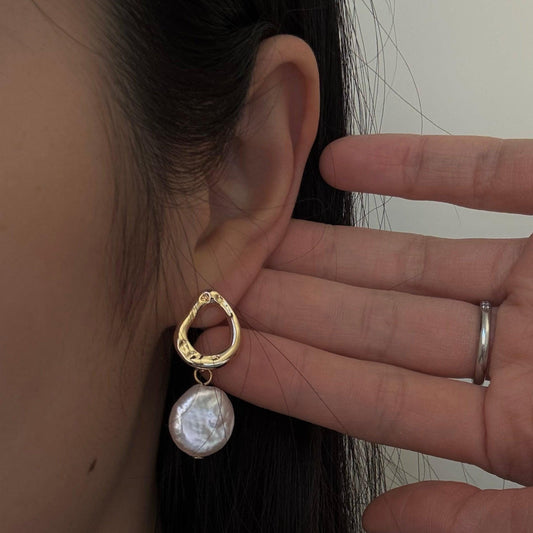 Coin baroque dangle earrings