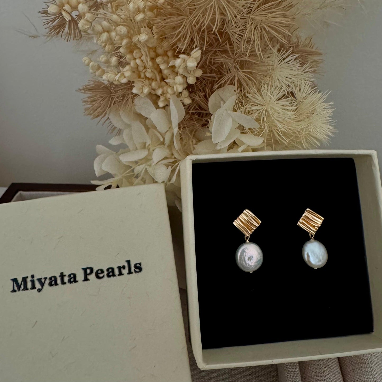 Small coins baroque pearl dangle earrings