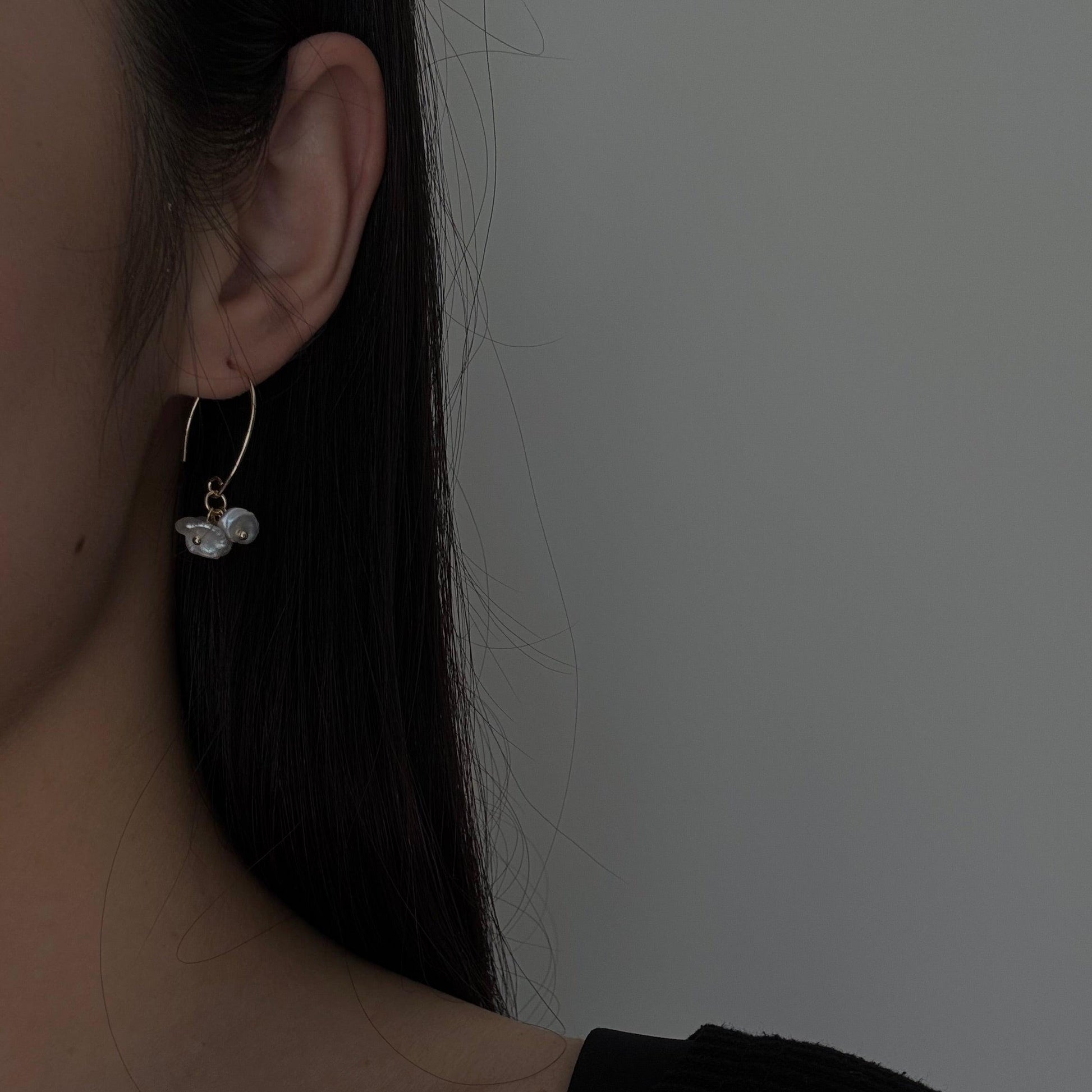 Keshi flower drop earrings