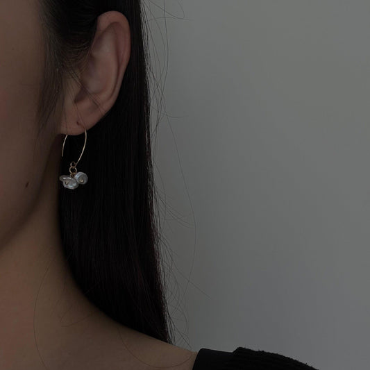 Keshi flower drop earrings
