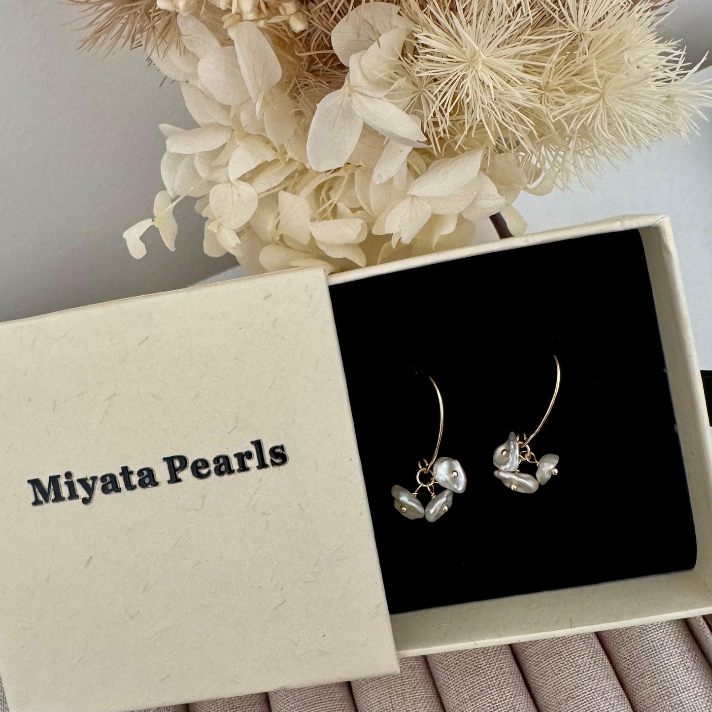 Keshi flower drop earrings