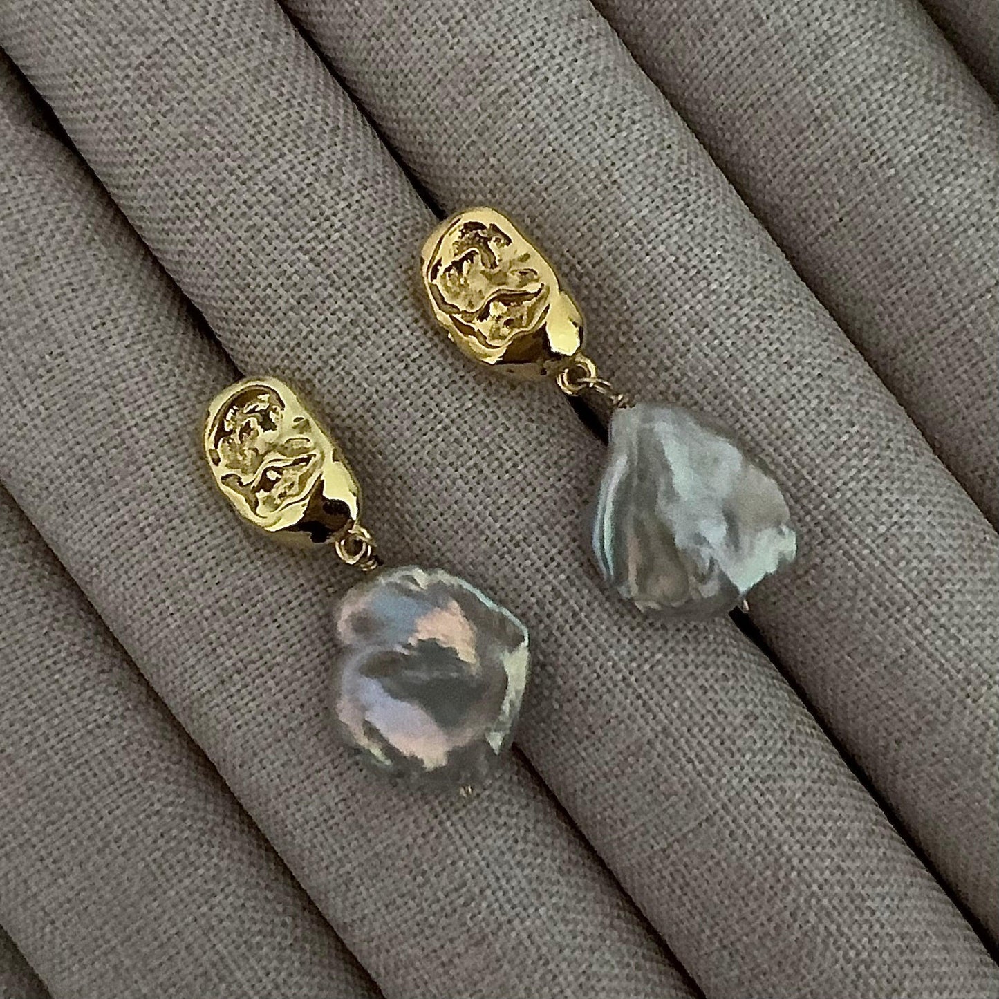 Purple Keshi Pearl Dangle earrings