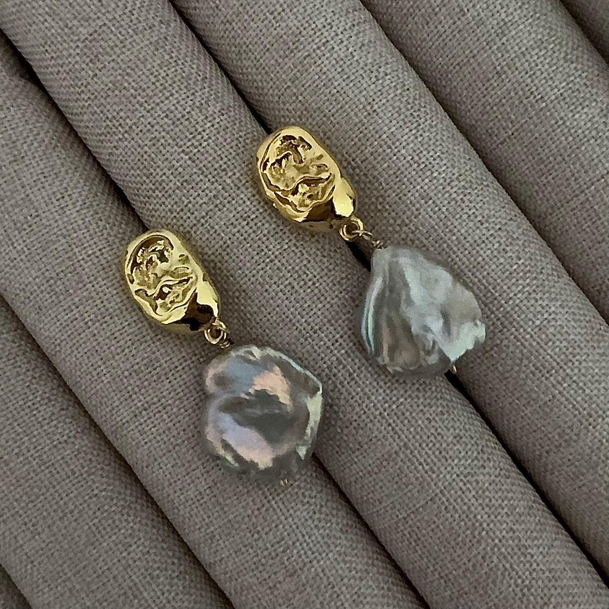 Purple Keshi Pearl Dangle earrings