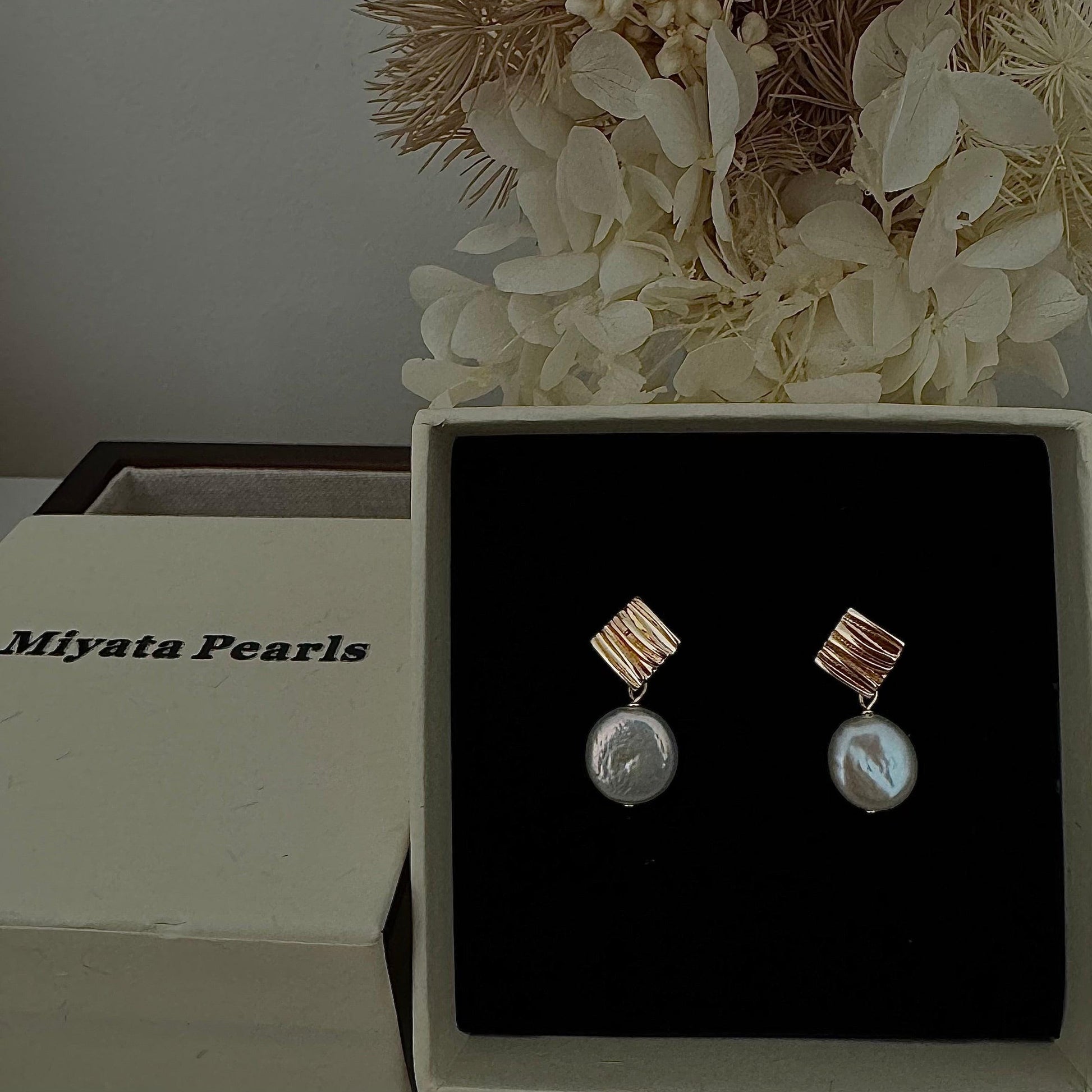 Small coins baroque pearl dangle earrings