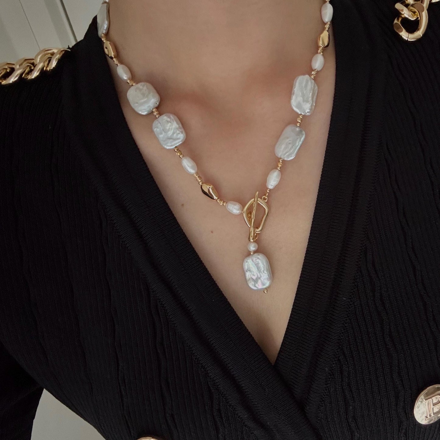 Large baroque pearl necklace, baroque pearls necklace, baroque chocker, gift for her