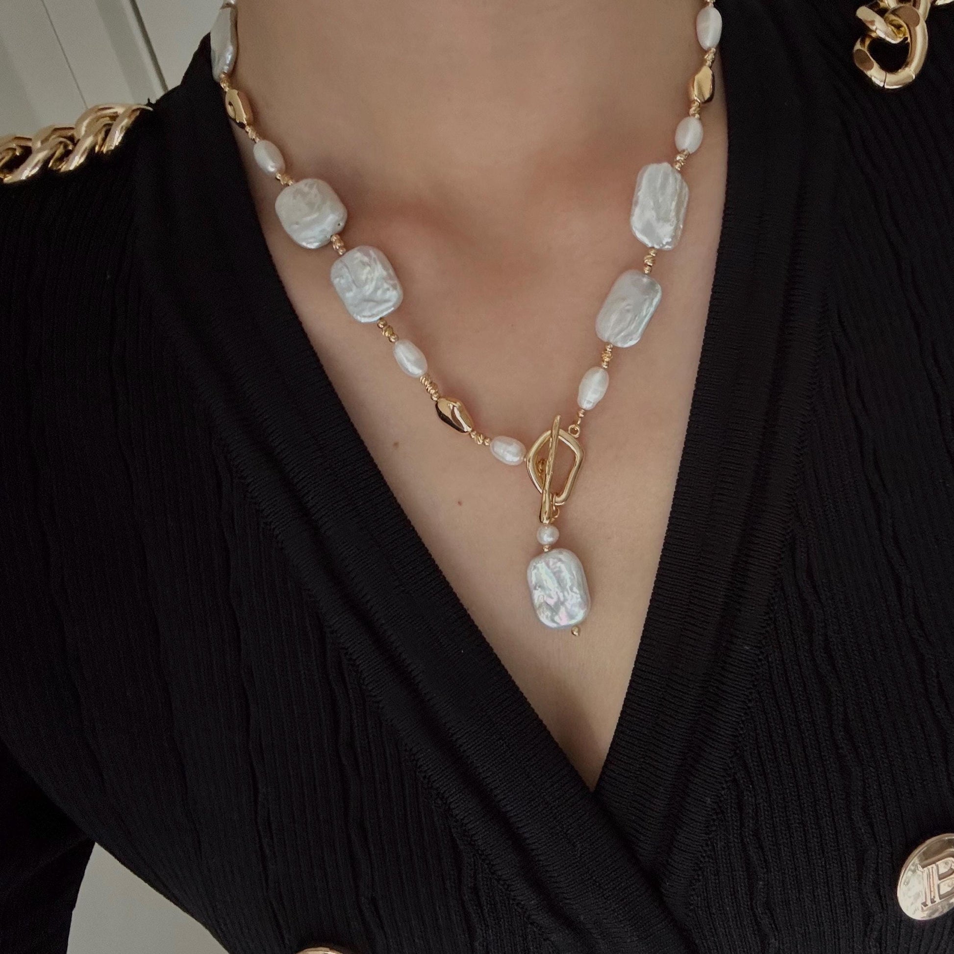 Large baroque pearl necklace, baroque pearls necklace, baroque chocker, gift for her