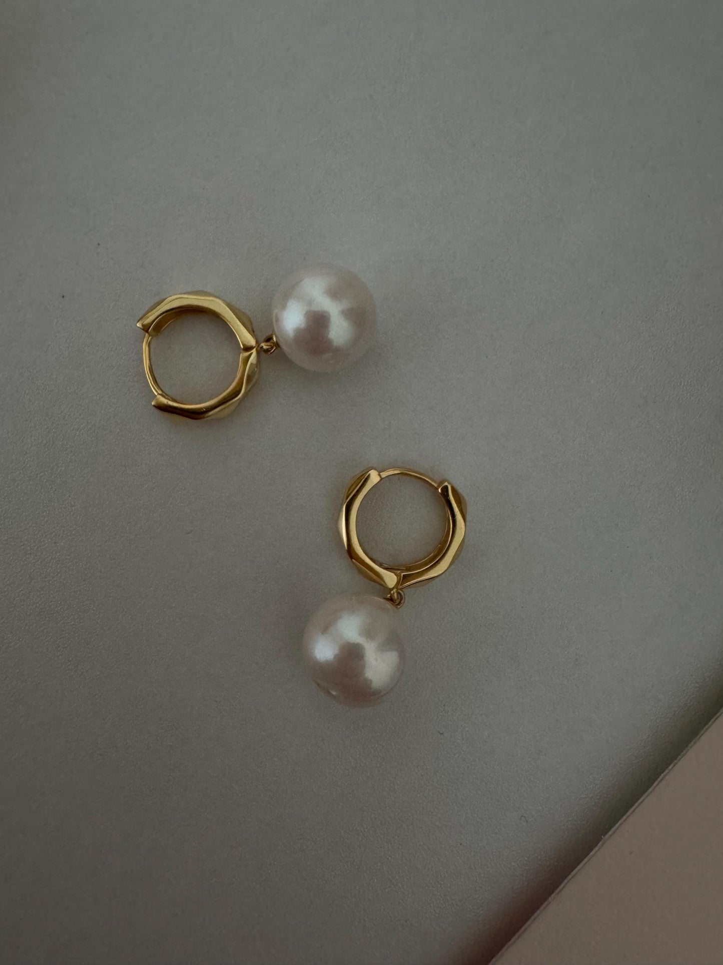 Freshwater Pearls Drop Hoop Earrings in gold-plated sterling silver, 5A quality, natural round pearls, bridal earrings, wedding jewellery