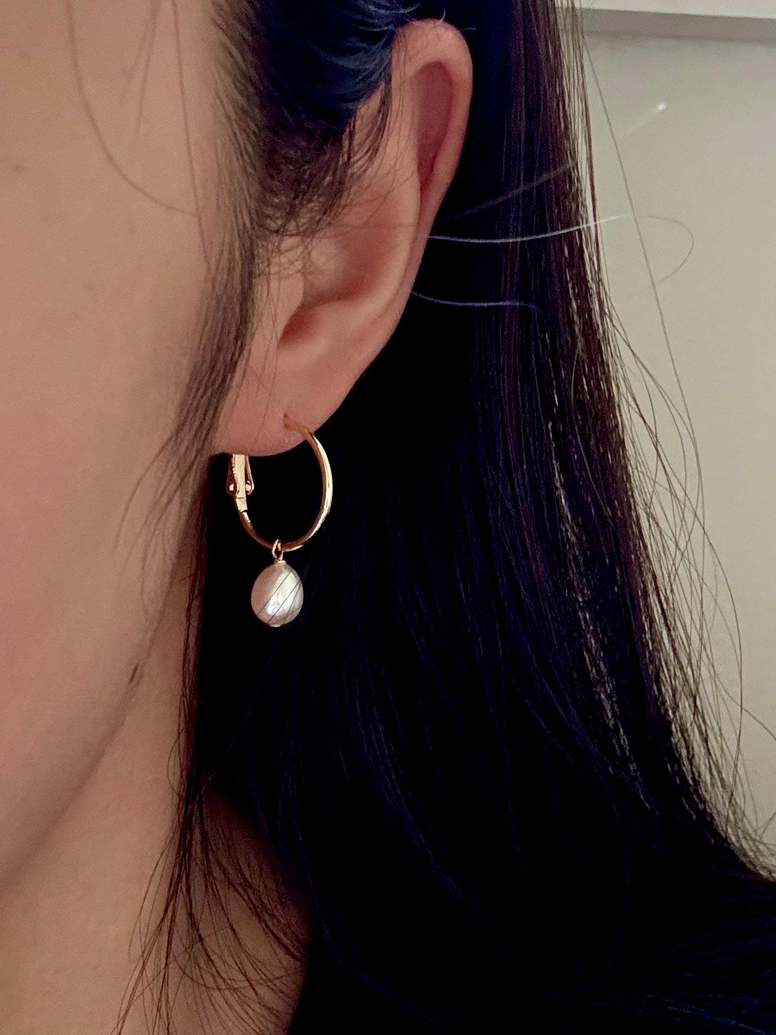 14k gold freshwater pearls earrings, real pearl, 14k gold filled, teardrop pearl, hoop earrings, bridal earrings pearl, women's gift