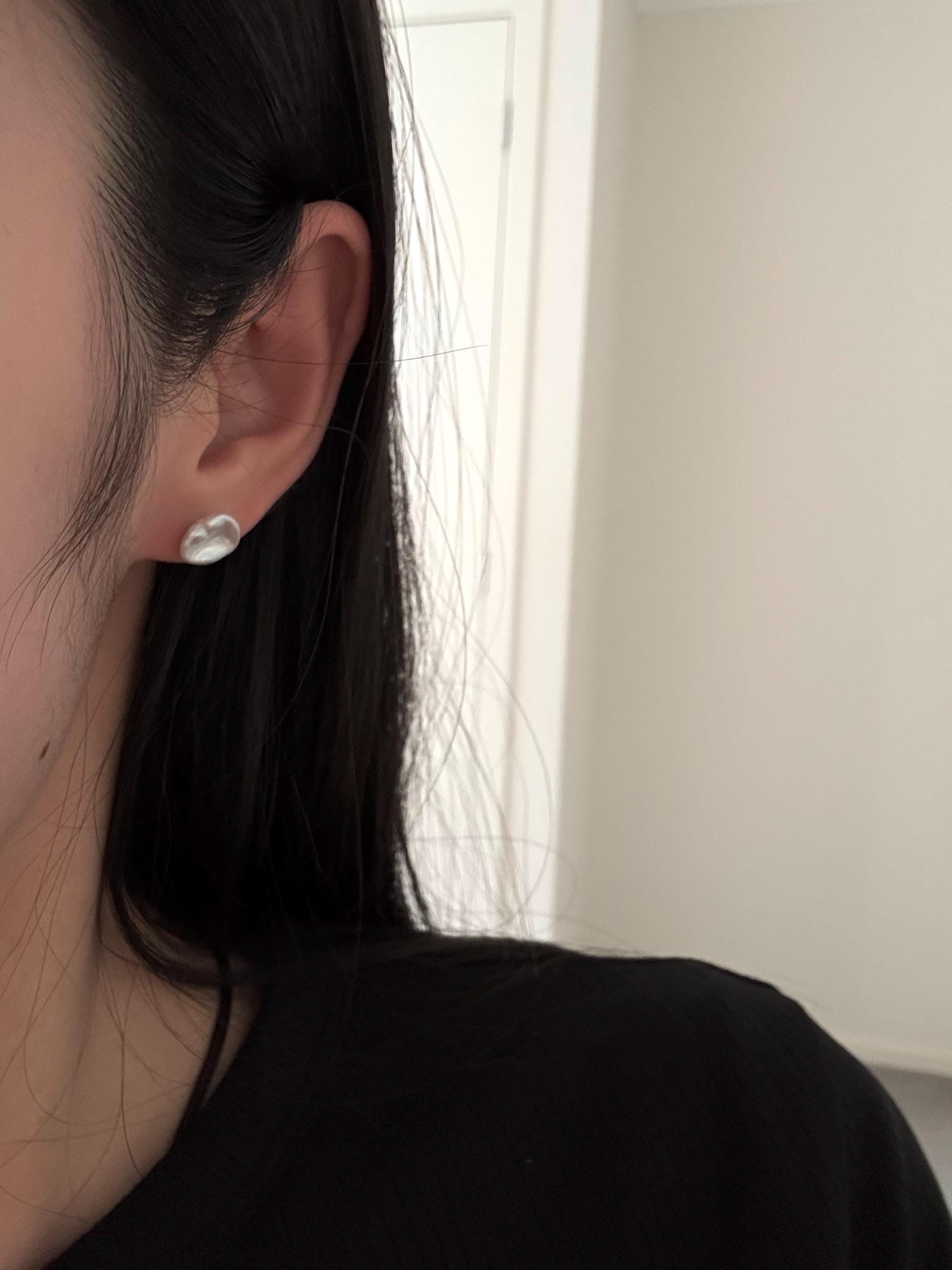 Delicate minimalist keshi freshwater pearl stud earrings with 925 sterling silver