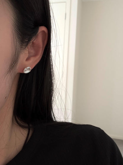 Delicate minimalist keshi freshwater pearl stud earrings with 925 sterling silver