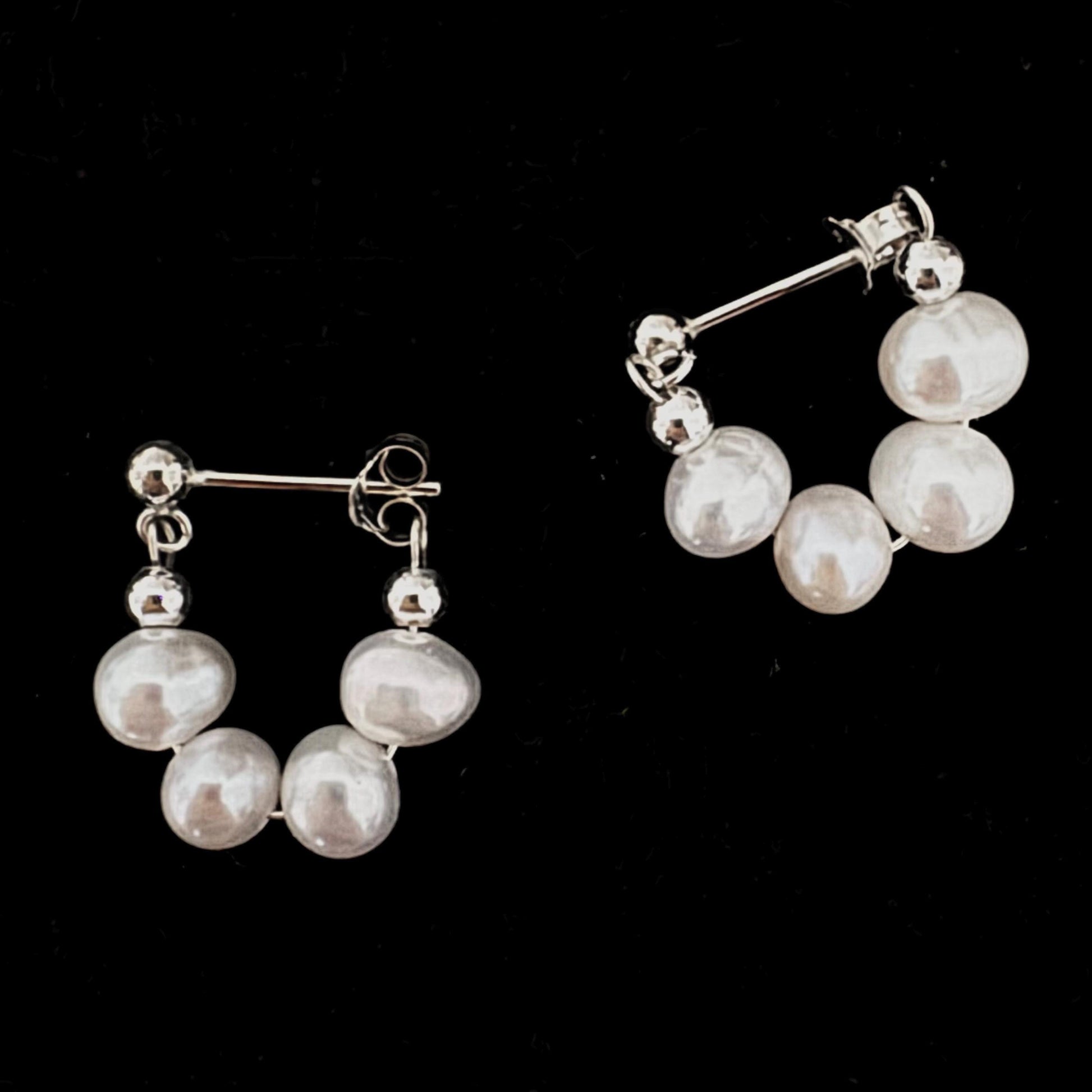 Minimalist silver earrings, freshwater pearls earrings, real pearl, bridal earrings pearl,