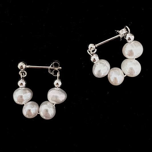 Minimalist silver earrings, freshwater pearls earrings, real pearl, bridal earrings pearl,