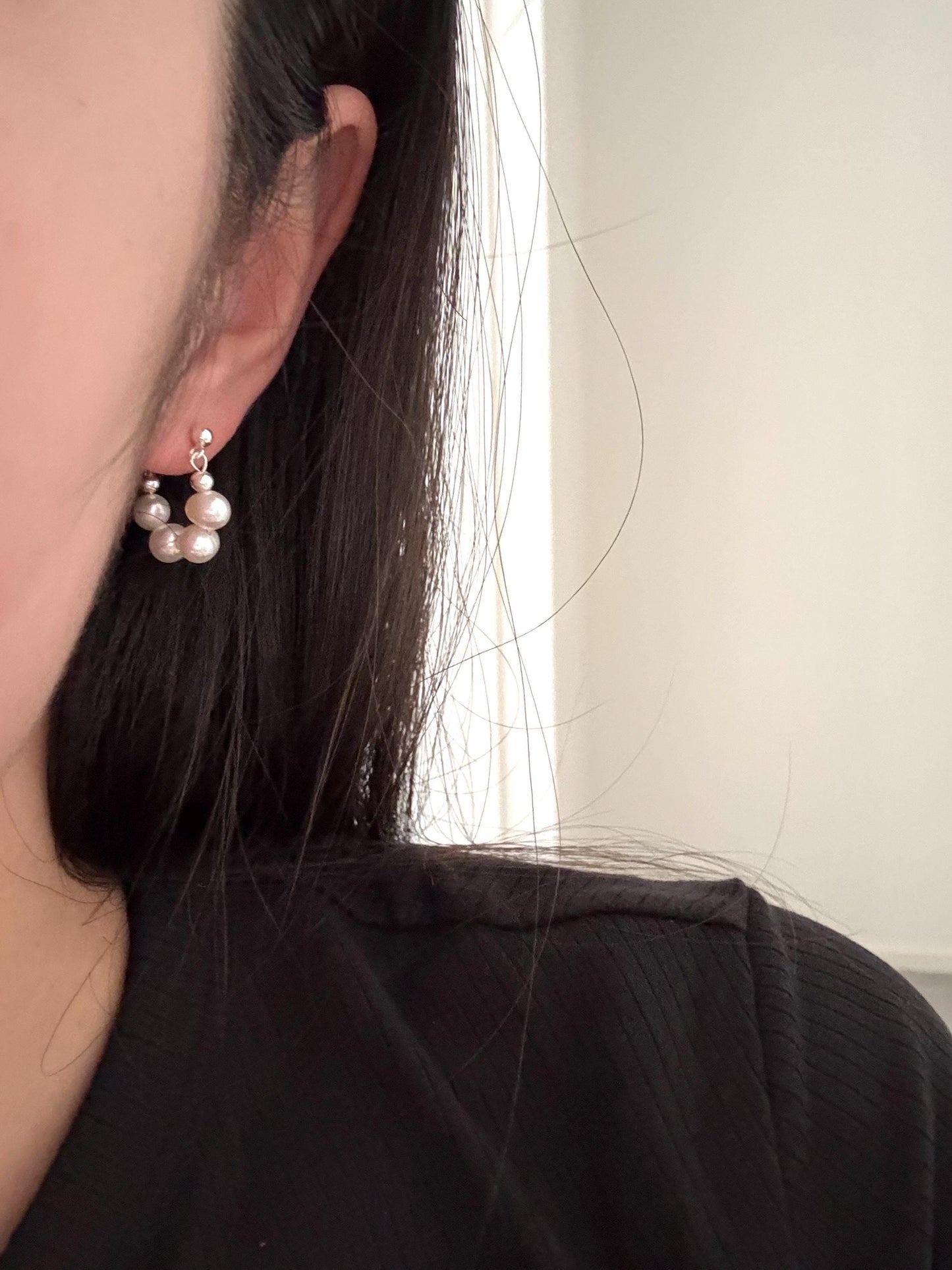 Minimalist silver earrings, freshwater pearls earrings, real pearl, bridal earrings pearl,