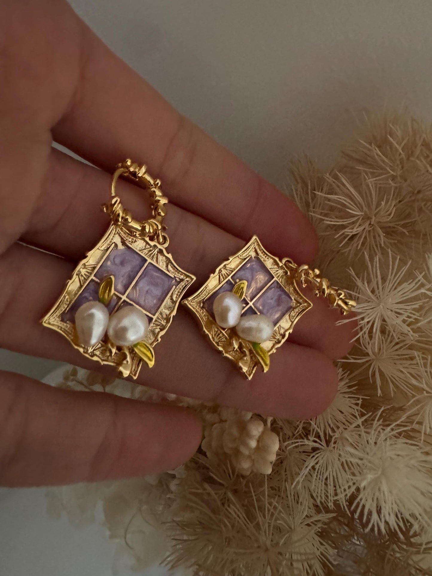 Barqoue Freshwater Pearl Drop Earrings gold, gift for her, handmade baroque pearl jewellery， statement earrings