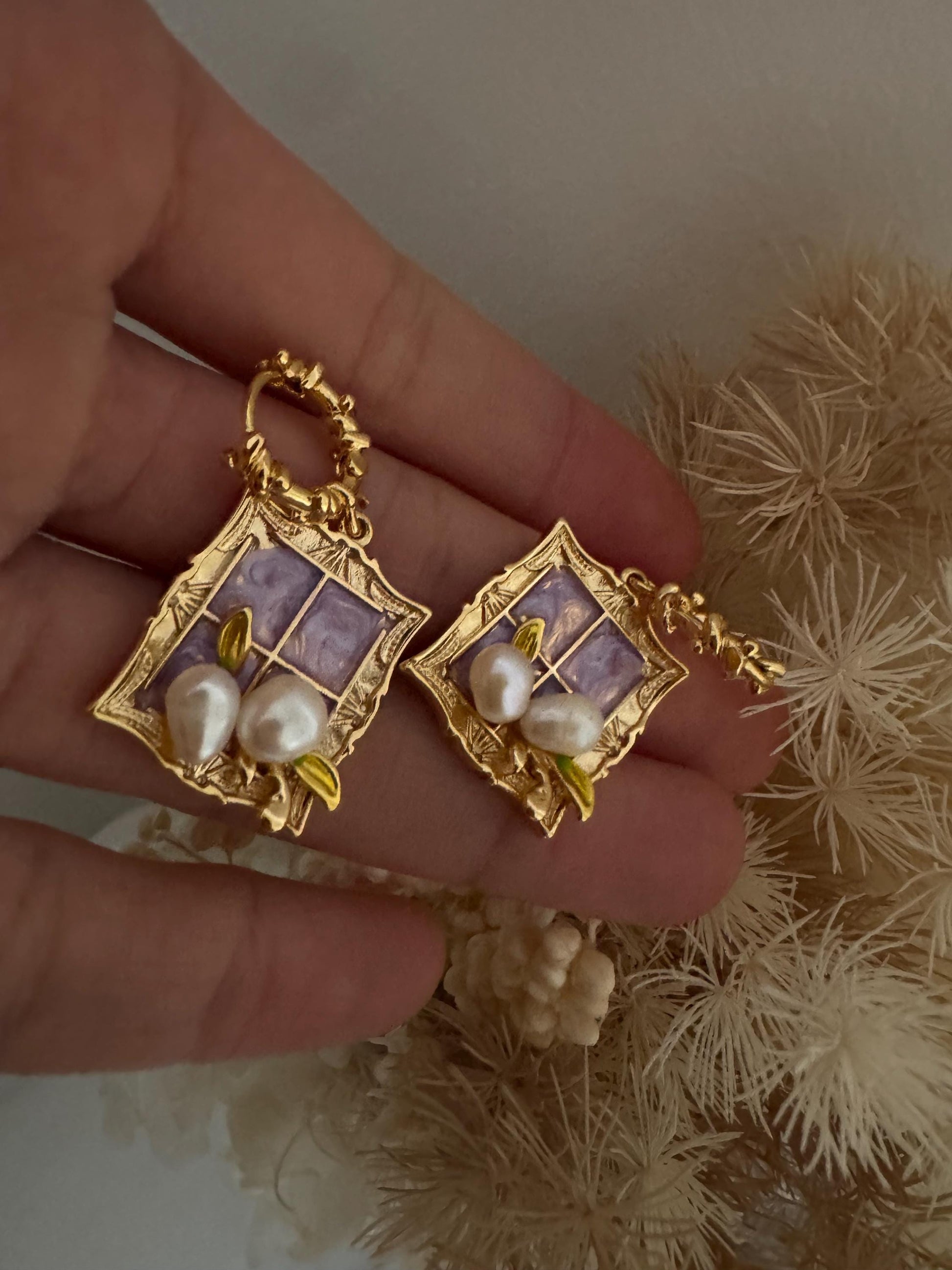 Barqoue Freshwater Pearl Drop Earrings gold, gift for her, handmade baroque pearl jewellery， statement earrings