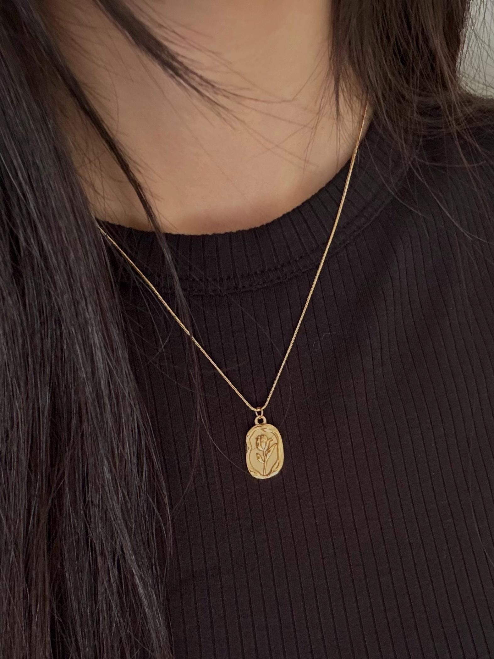 14k Rose Pendant necklace, bridal jewellery, pendant necklace gold, gift for her, birthday gift, anniversary gift
