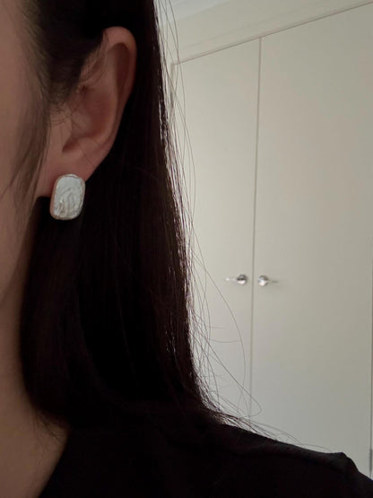 Large Baroque Pearls Stud Earrings in 925 sterling silver, baroque freshwater pearls, big white baroque pearls, wedding gift, bridal earring