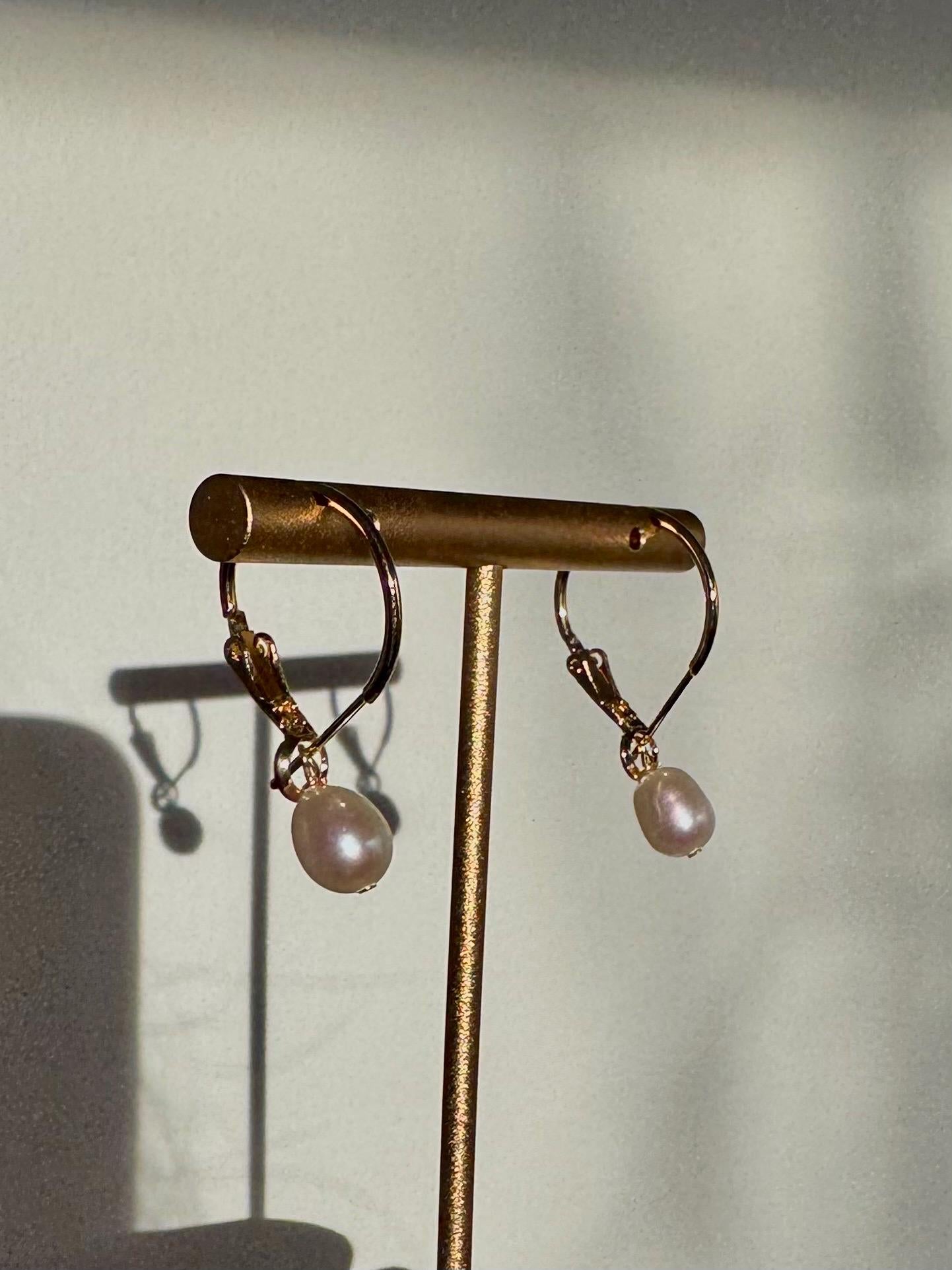 14k gold freshwater pearls earrings, real pearl, 14k gold filled, teardrop pearl, hoop earrings, bridal earrings pearl, women's gift