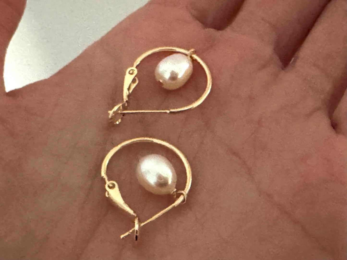 14k gold freshwater pearls earrings, real pearl, 14k gold filled, teardrop pearl, hoop earrings, bridal earrings pearl, women's gift