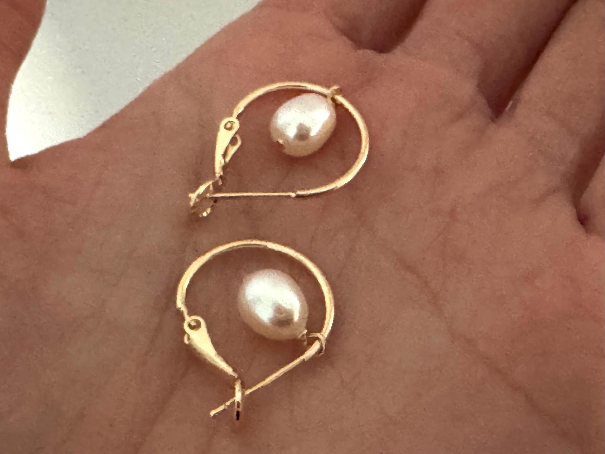 14k gold freshwater pearls earrings, real pearl, 14k gold filled, teardrop pearl, hoop earrings, bridal earrings pearl, women's gift