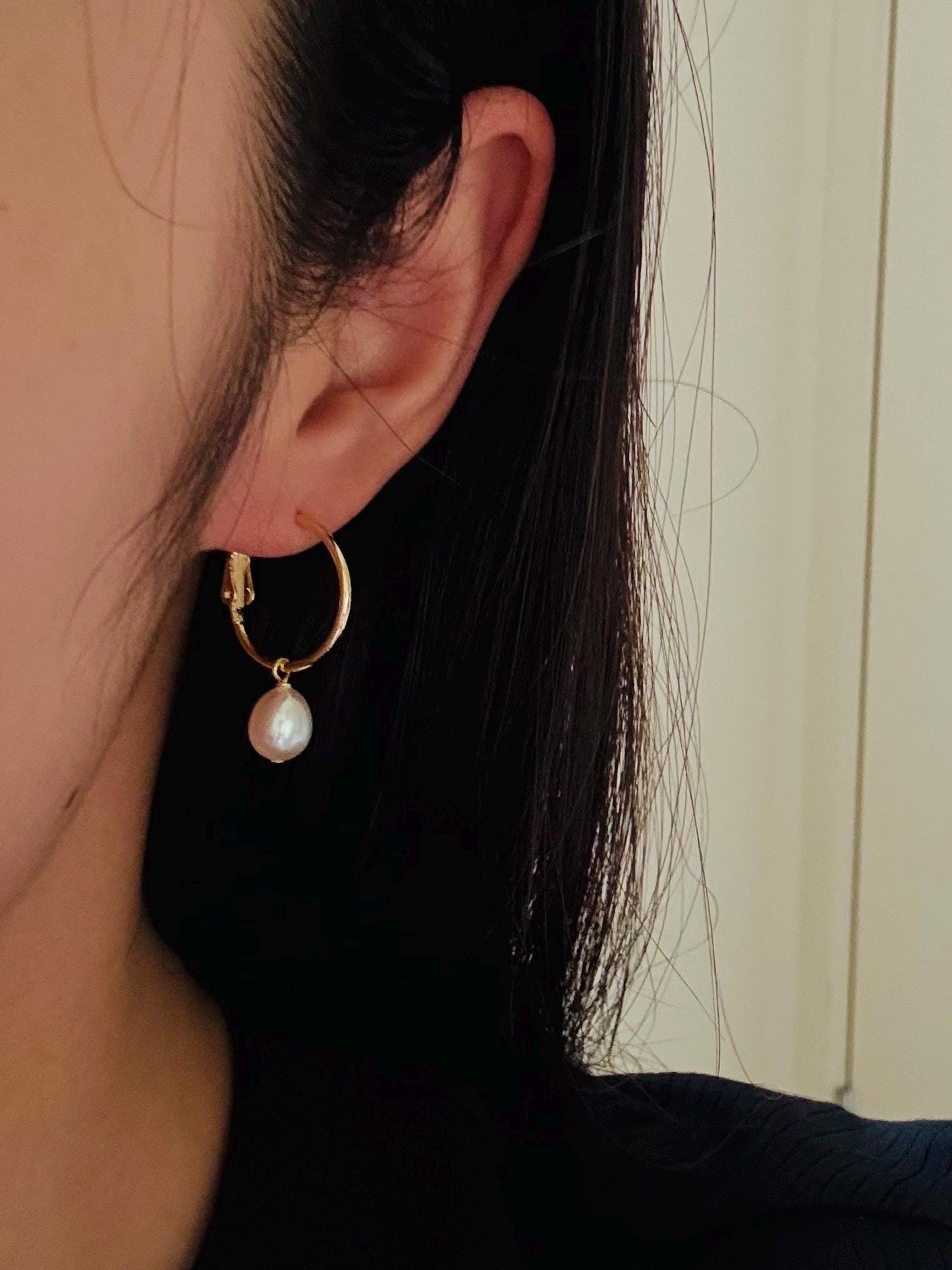 14k gold freshwater pearls earrings, real pearl, 14k gold filled, teardrop pearl, hoop earrings, bridal earrings pearl, women's gift